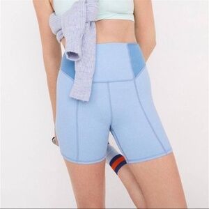 For Love & Lemons Dani Biker Shorts Blue Ribbed